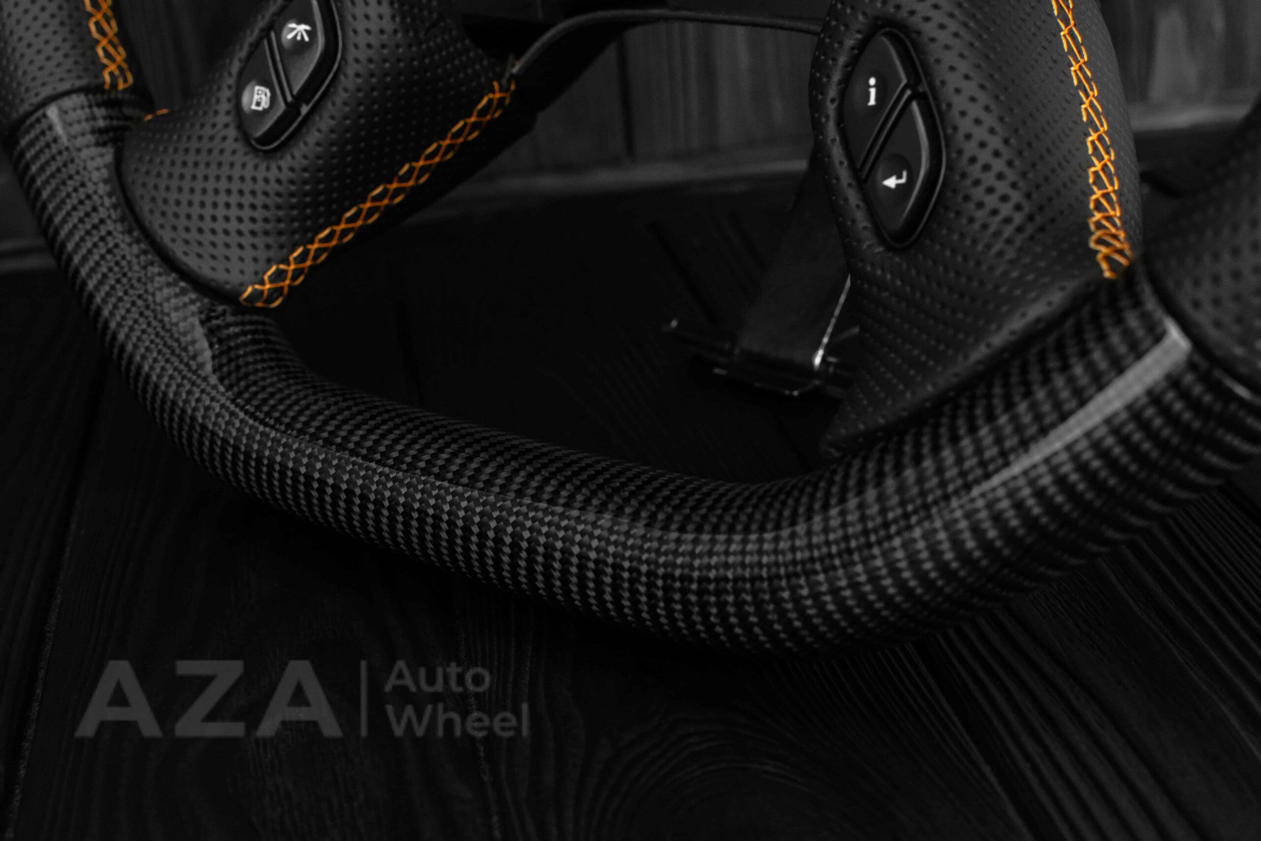 Steering wheel GM, Silverado, Sierra, Yukon, H2, Trailblazer 2003+ Carbon fiber/Napa/ Orange Accents - Image 15