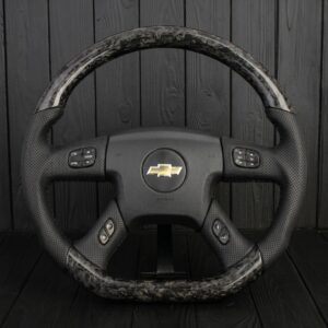 Steering wheel GM, Silverado, Sierra, Yukon, H2, Trailblazer, Denali (2003+) FORGED carbon/Perforated leather