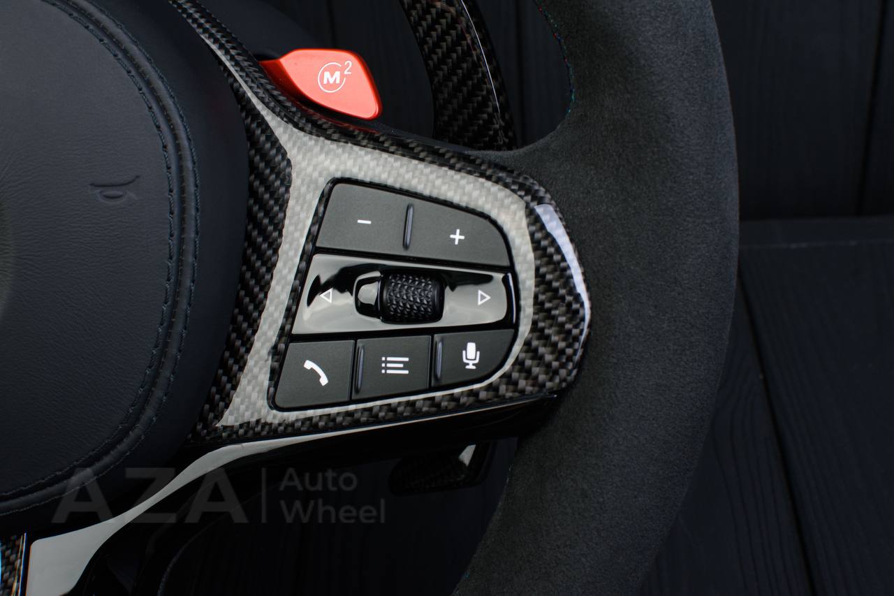 Steering wheel 2017+ BMW F90 M5 G80 M3 M4 M8 X5M X6M X3M X4M Heated Carbon fiber/Alcantara/Red stripe (can be any colors) - Image 14