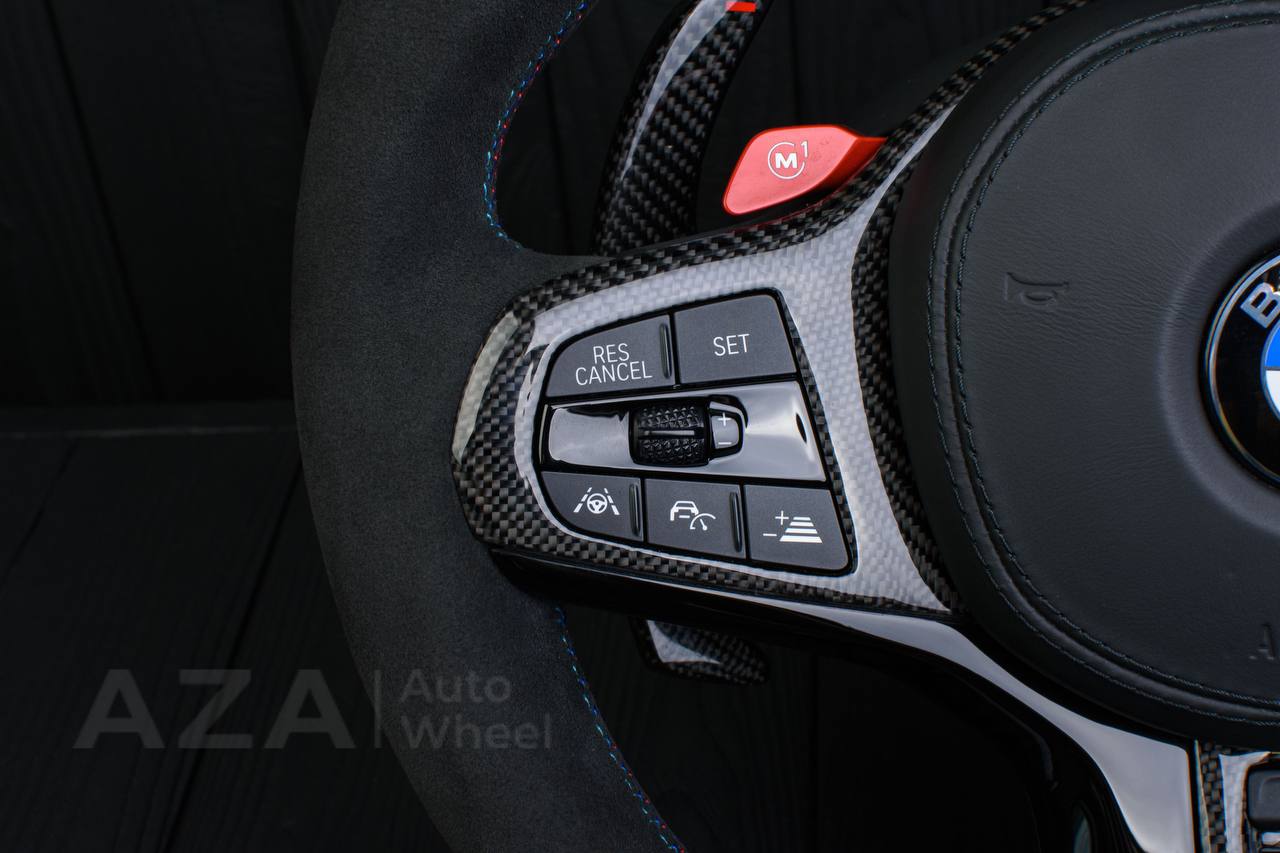 Steering wheel 2017+ BMW F90 M5 G80 M3 M4 M8 X5M X6M X3M X4M Heated Carbon fiber/Alcantara/Red stripe (can be any colors) - Image 12