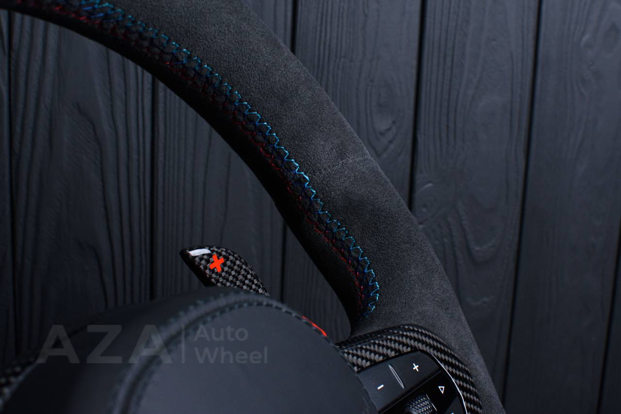 Steering wheel 2017+ BMW F90 M5 G80 M3 M4 M8 X5M X6M X3M X4M Heated Carbon fiber/Alcantara/Red stripe (can be any colors) - Image 10