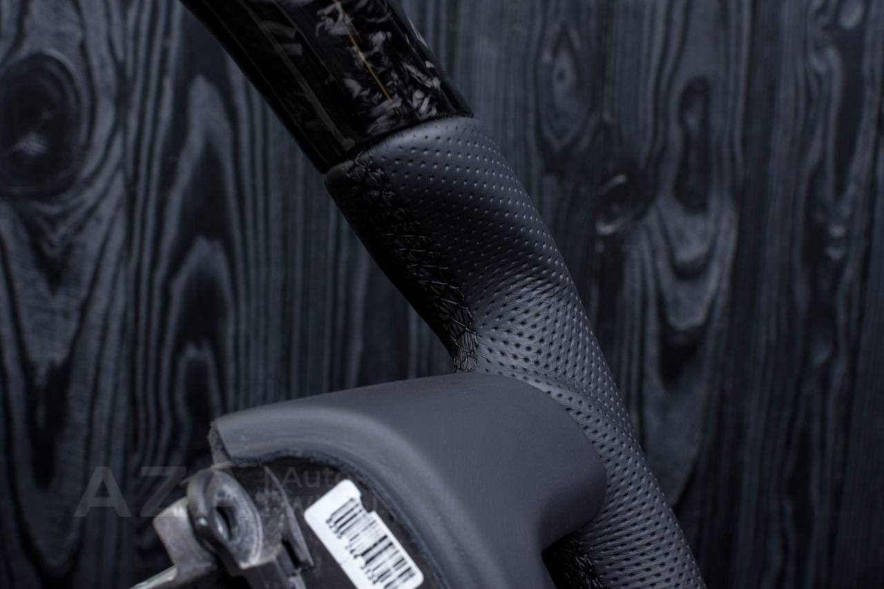 Steering wheel Hummer H2 2008-2010 Forged carbon fiber/Perforated leather/Red stripe (can be any colors per request) - Image 13
