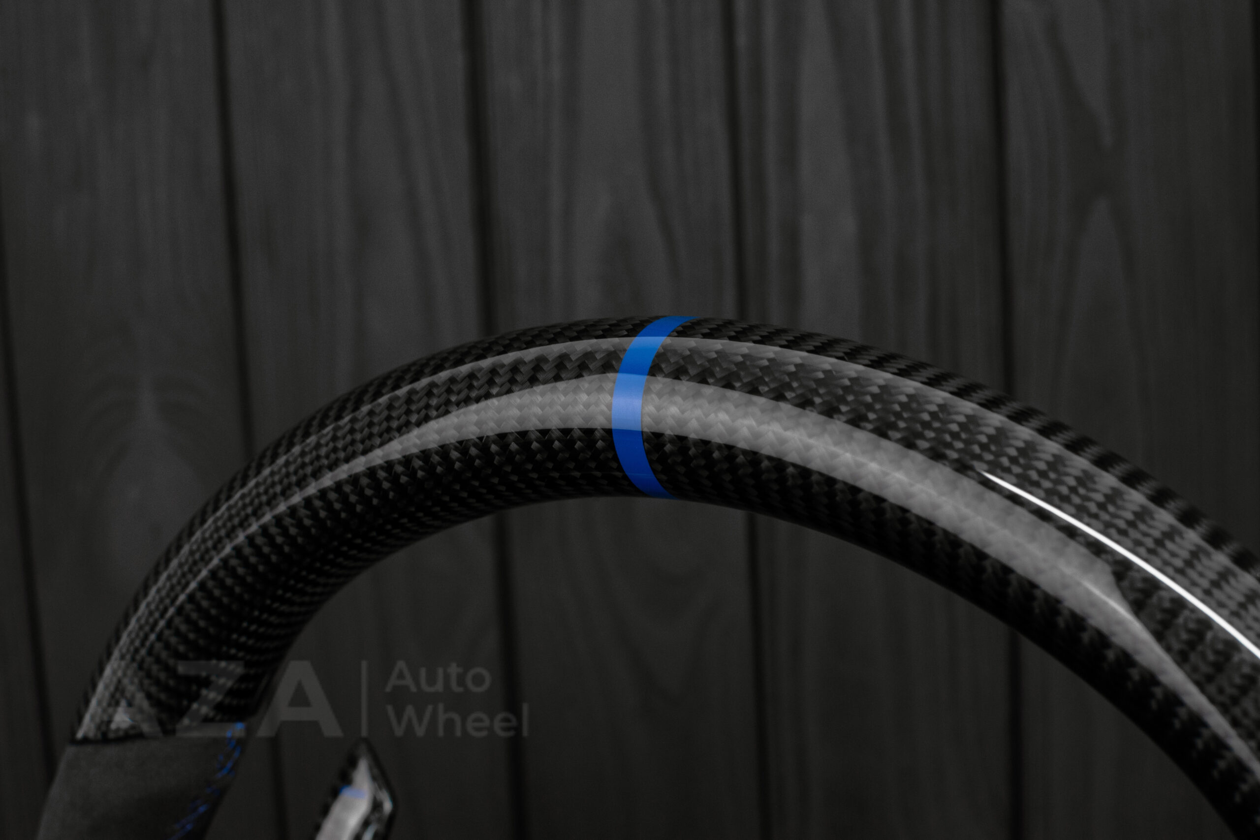 Steering wheel Chevrolet Corvette C7 2014-2019 Flat bottom (can be any color stripe and stitch) Carbon fiber/Alcantara/Blue stripe (can be rev match or +/- logo) - Image 11