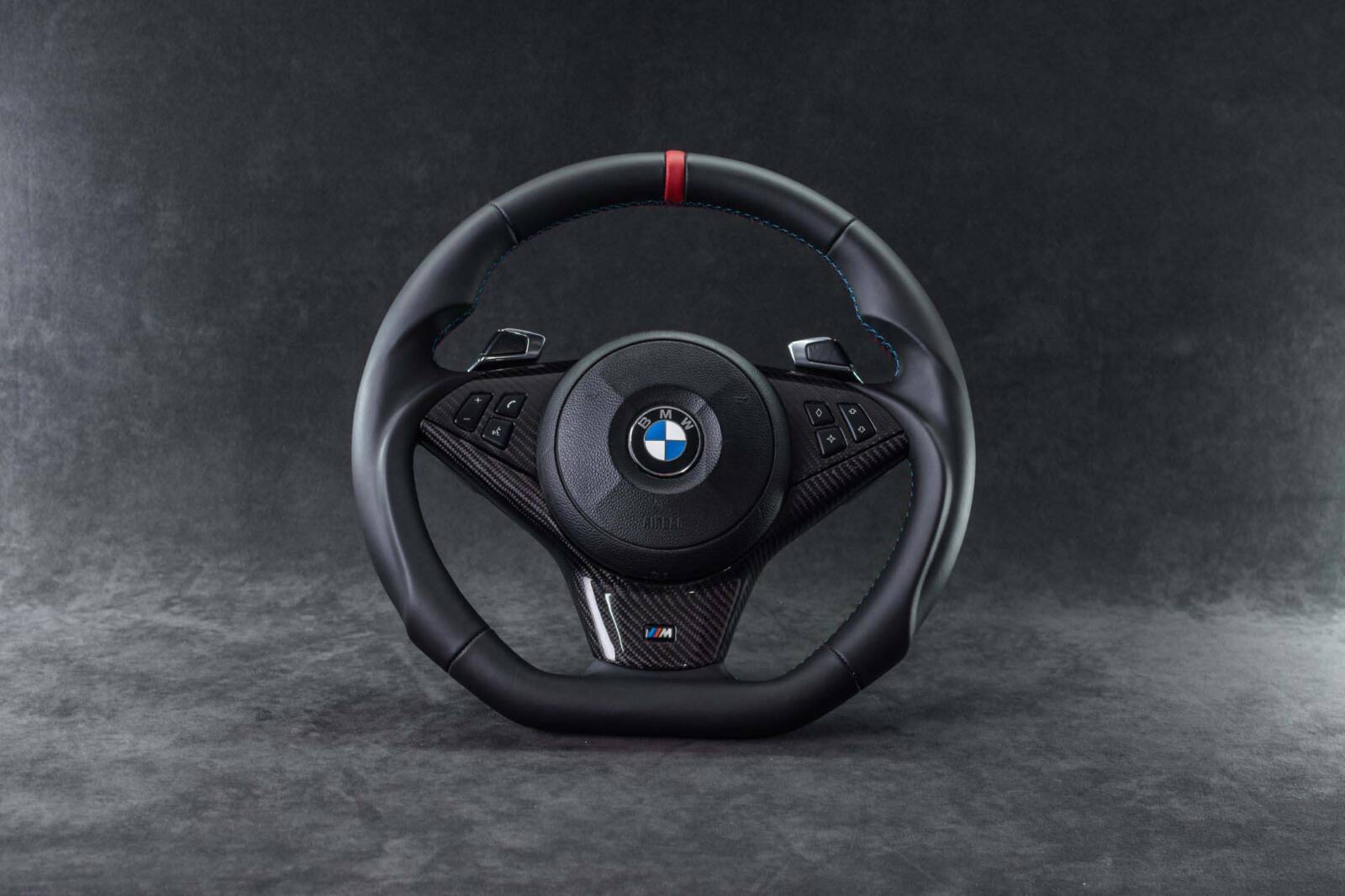 Steering wheel BMW E6X Paddle SMG Sport Carbon fiber/Napa/Red stripe
