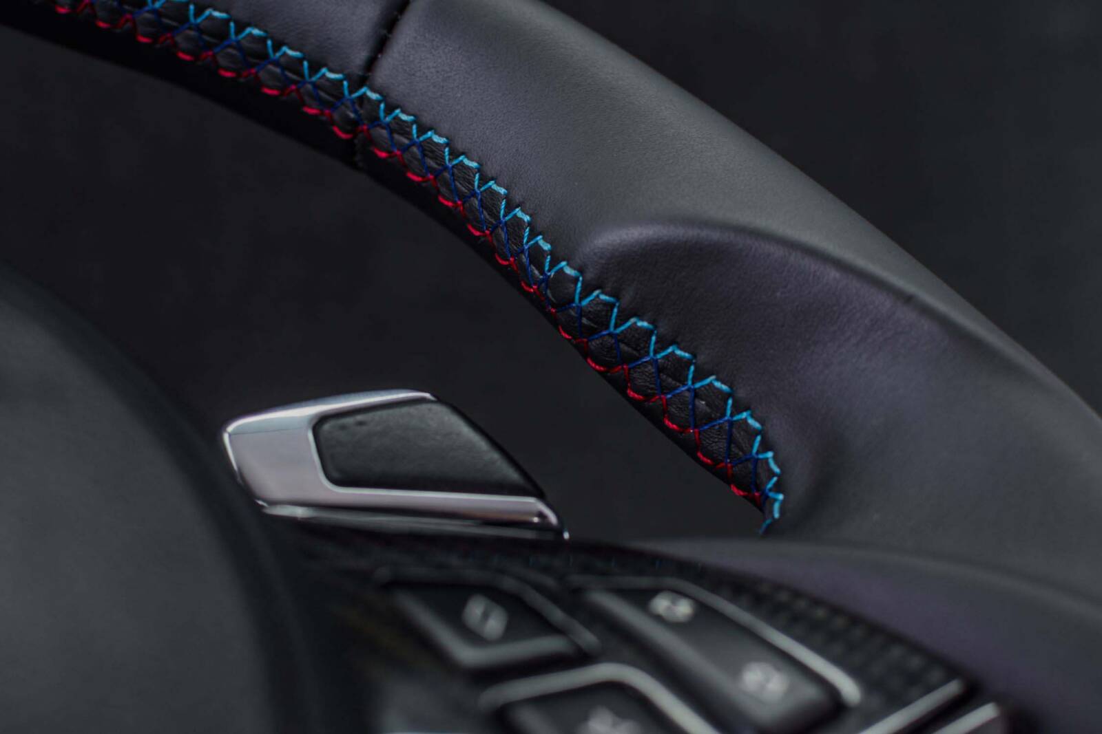 Steering wheel BMW E6X Paddle SMG Sport Carbon fiber/Napa/Red stripe - Image 7