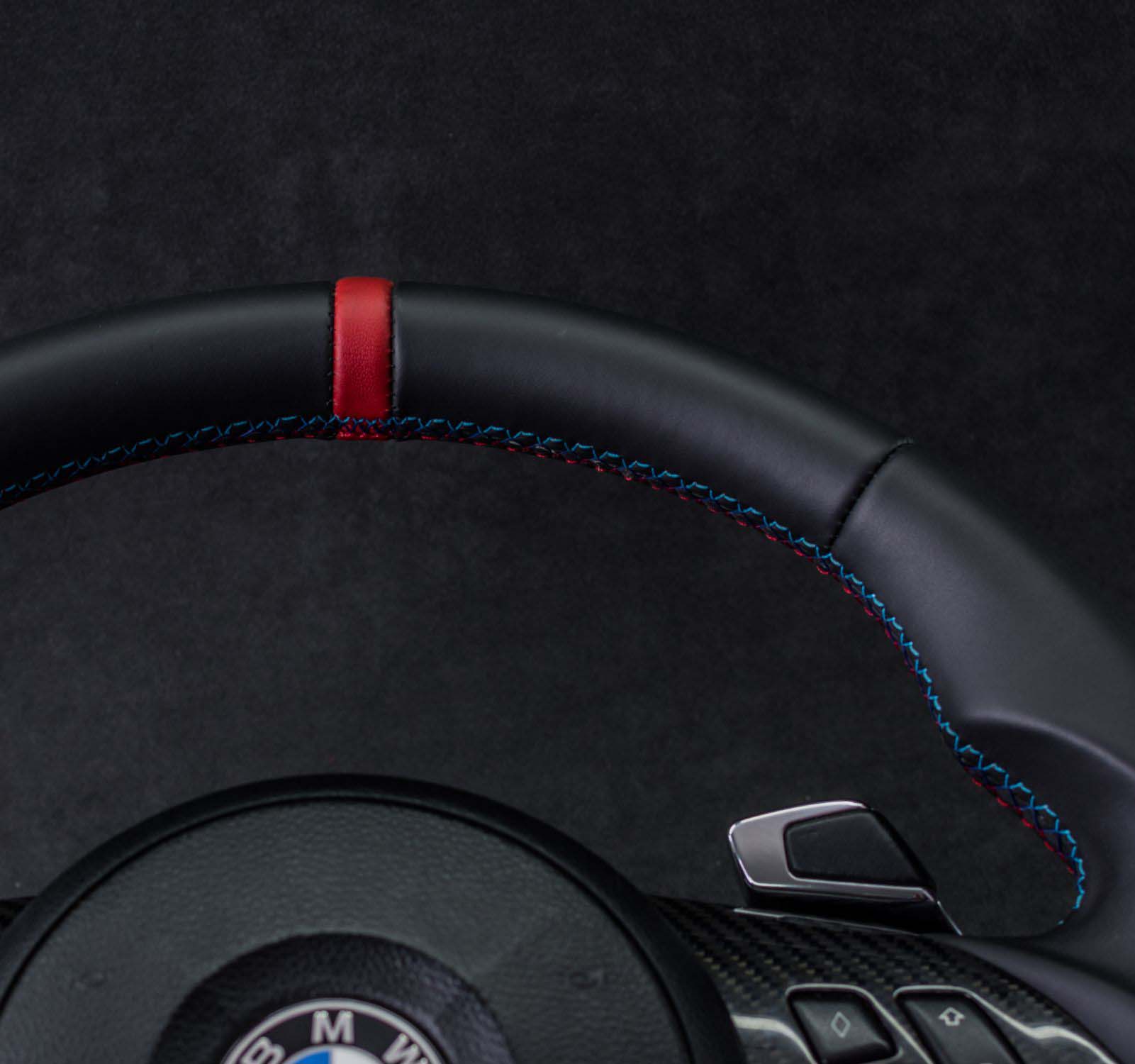 Steering wheel BMW E6X Paddle SMG Sport Carbon fiber/Napa/Red stripe - Image 6