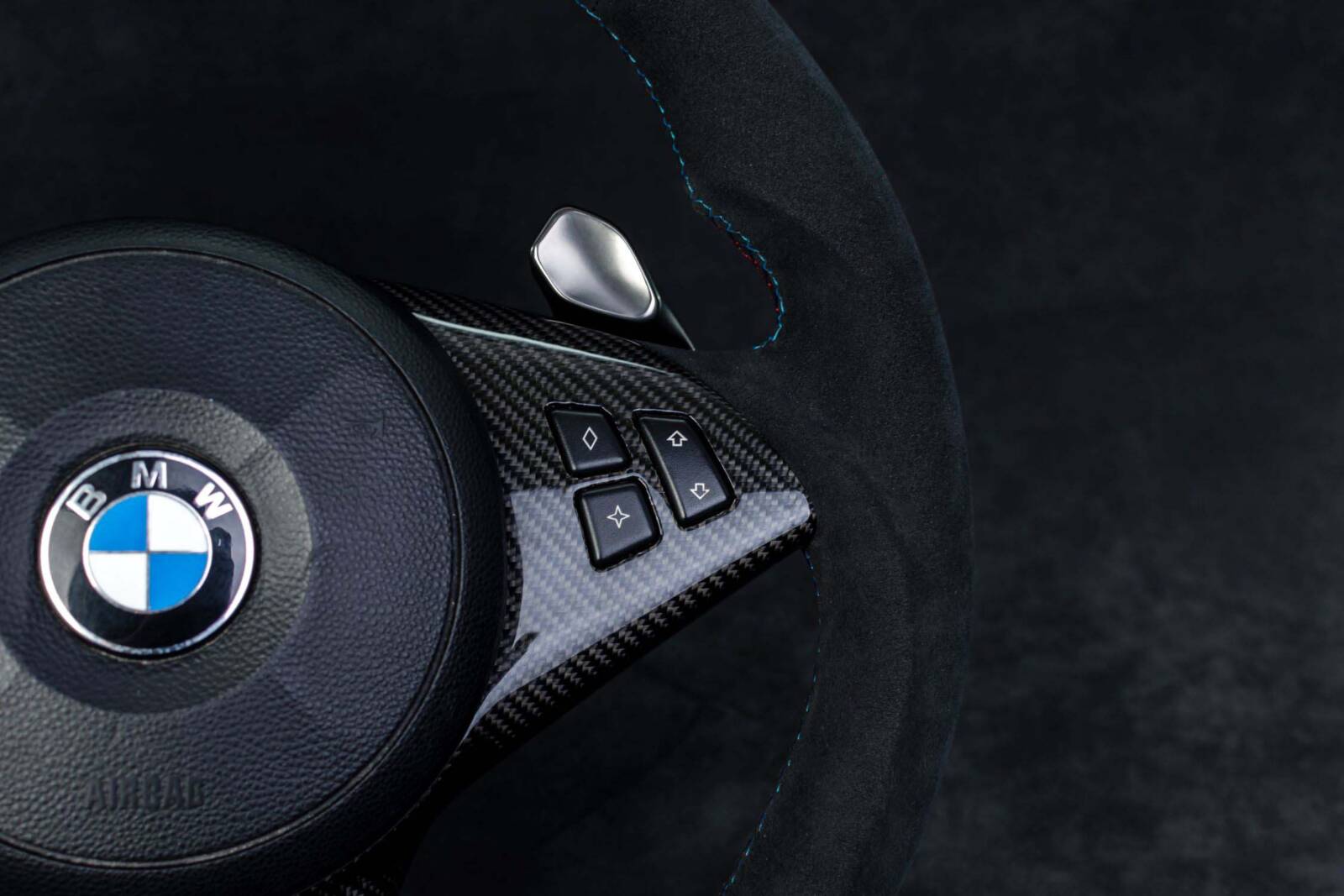 Steering wheel BMW E6X Paddle SMG Sport Carbon fiber/Alcantara/Blue stripe - Image 11