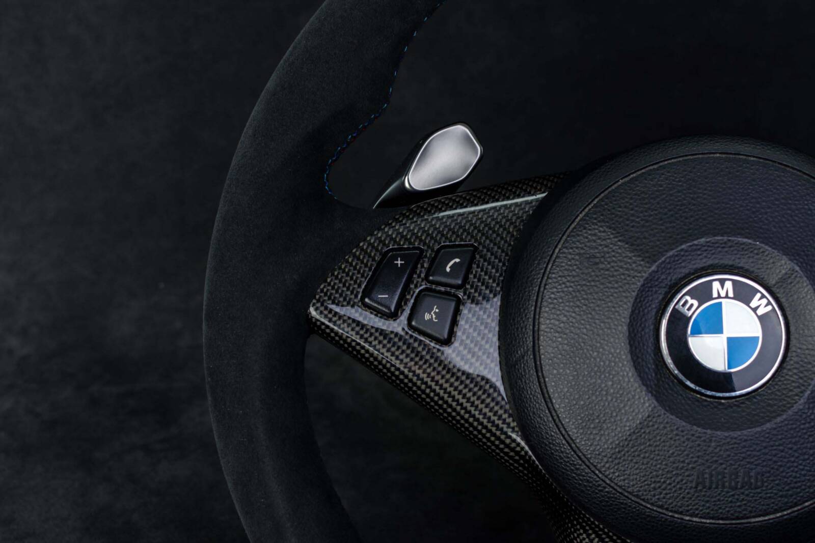 Steering wheel BMW E6X Paddle SMG Sport Carbon fiber/Alcantara/Blue stripe - Image 10