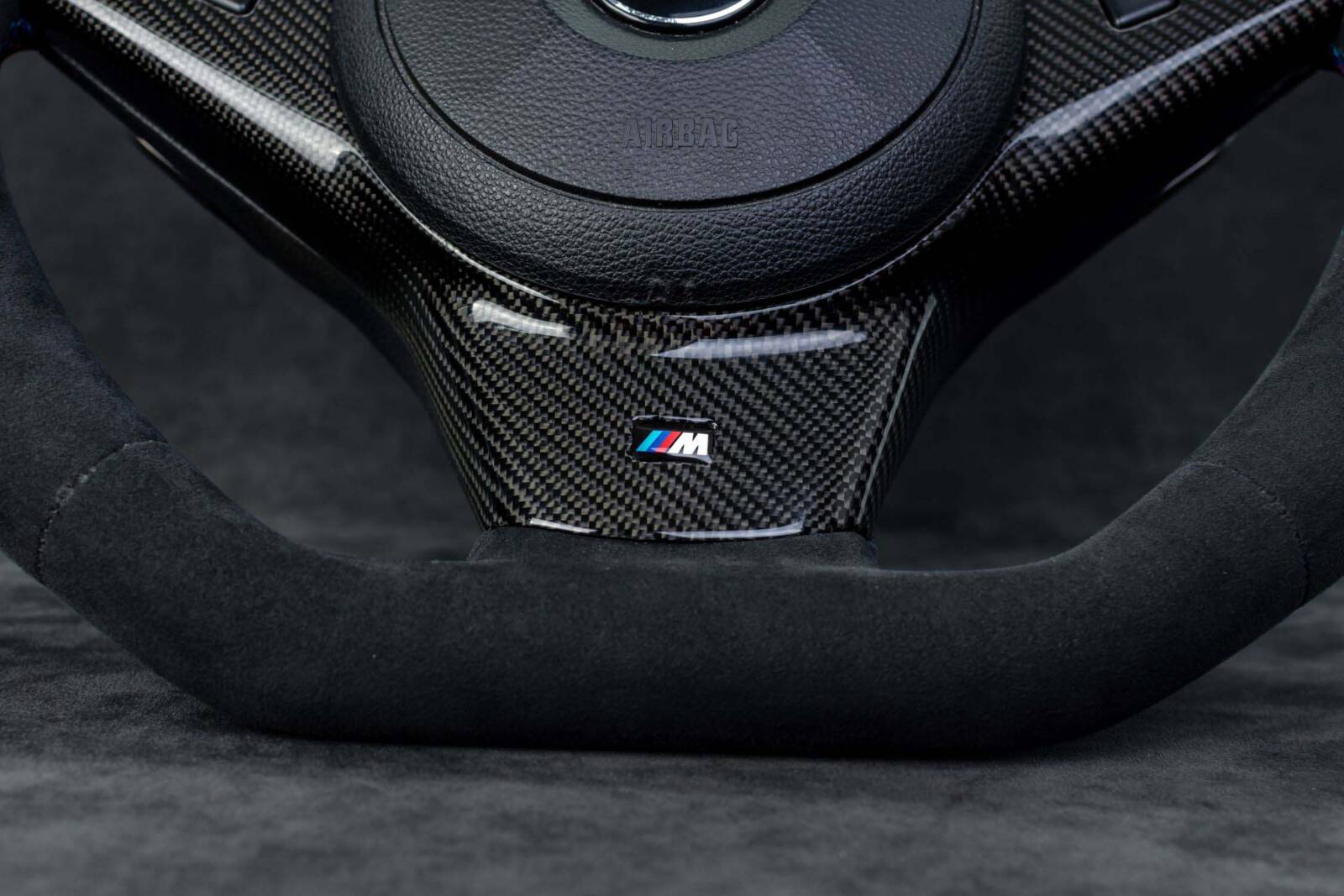 Steering wheel BMW E6X Paddle SMG Sport Carbon fiber/Alcantara/Blue stripe - Image 9