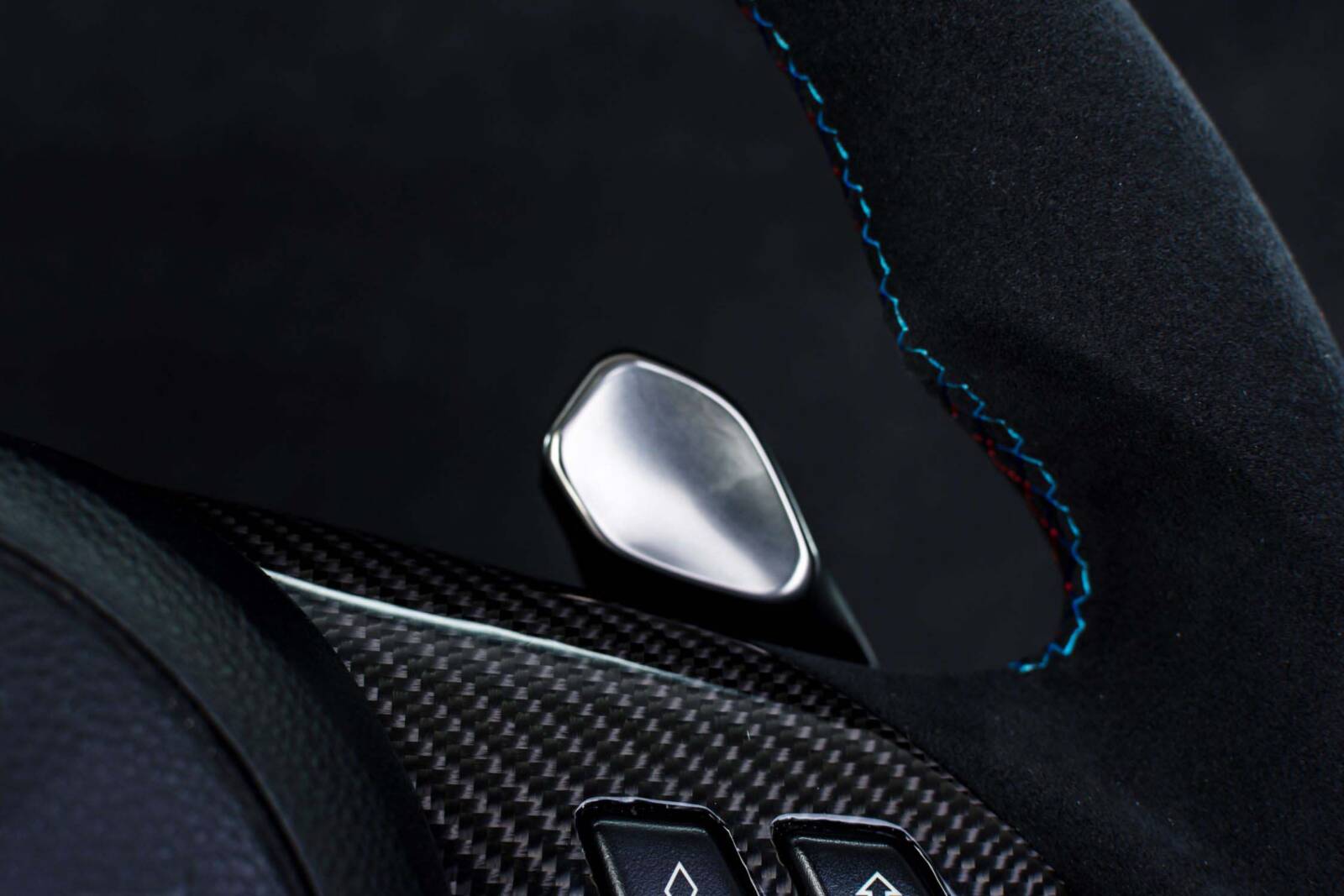 Steering wheel BMW E6X Paddle SMG Sport Carbon fiber/Alcantara/Blue stripe - Image 8