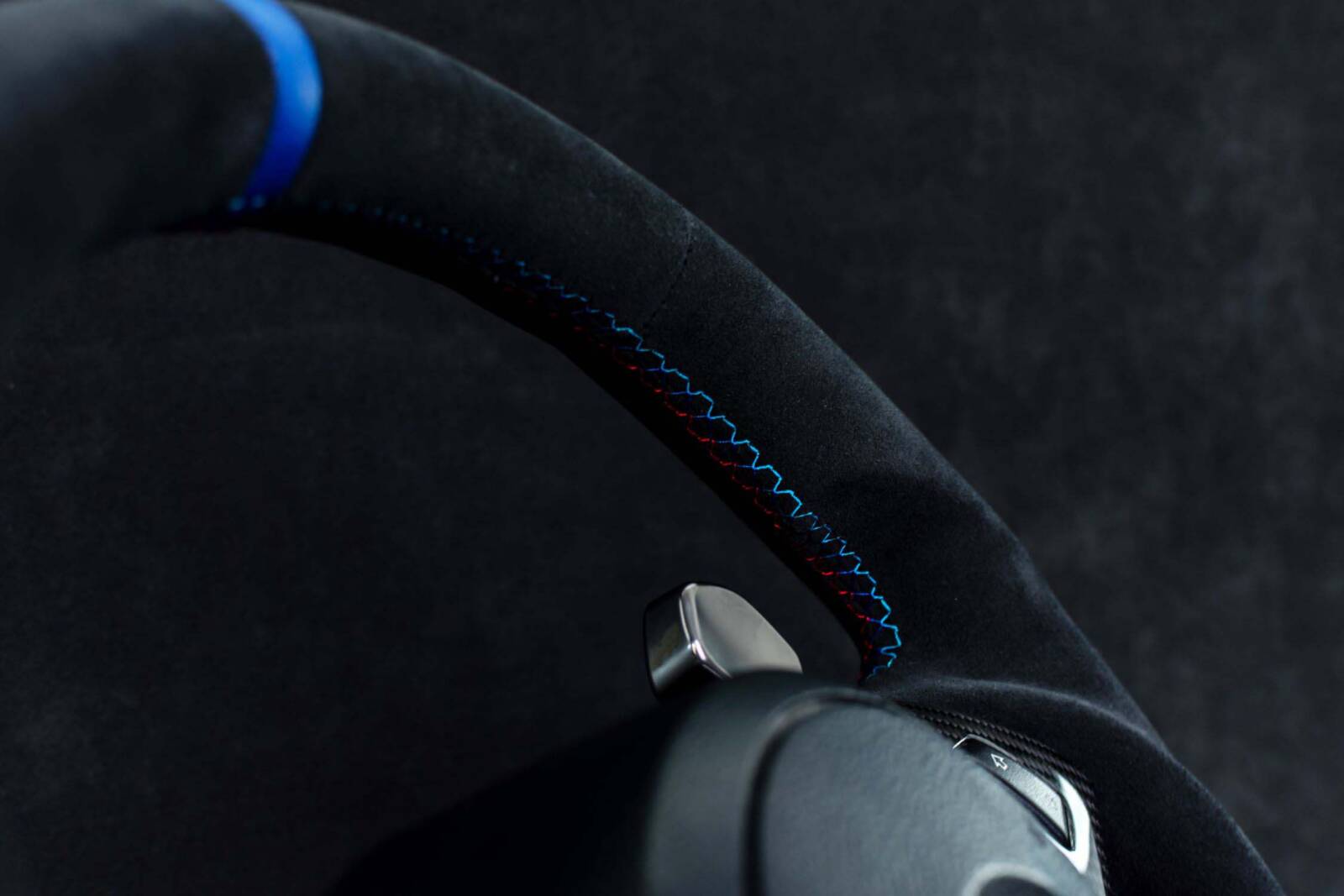 Steering wheel BMW E6X Paddle SMG Sport Carbon fiber/Alcantara/Blue stripe - Image 7