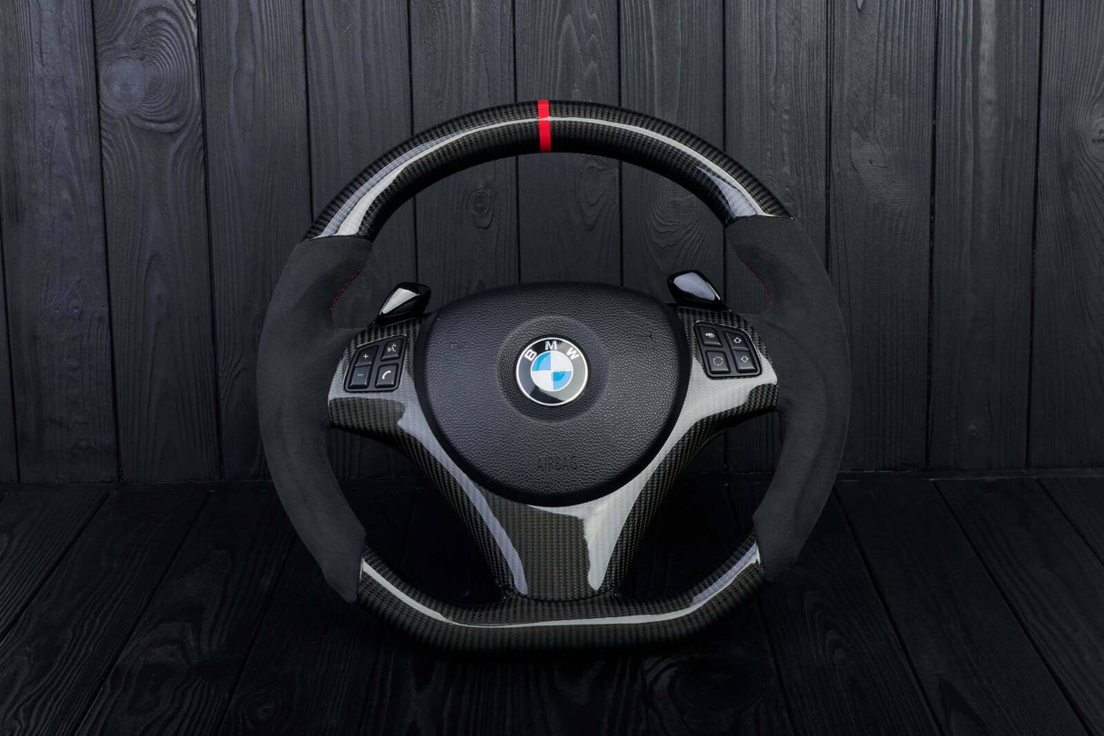 Steering wheel BMW е9х/е8х Paddle Carbon fiber/Alcantara/Red stripe