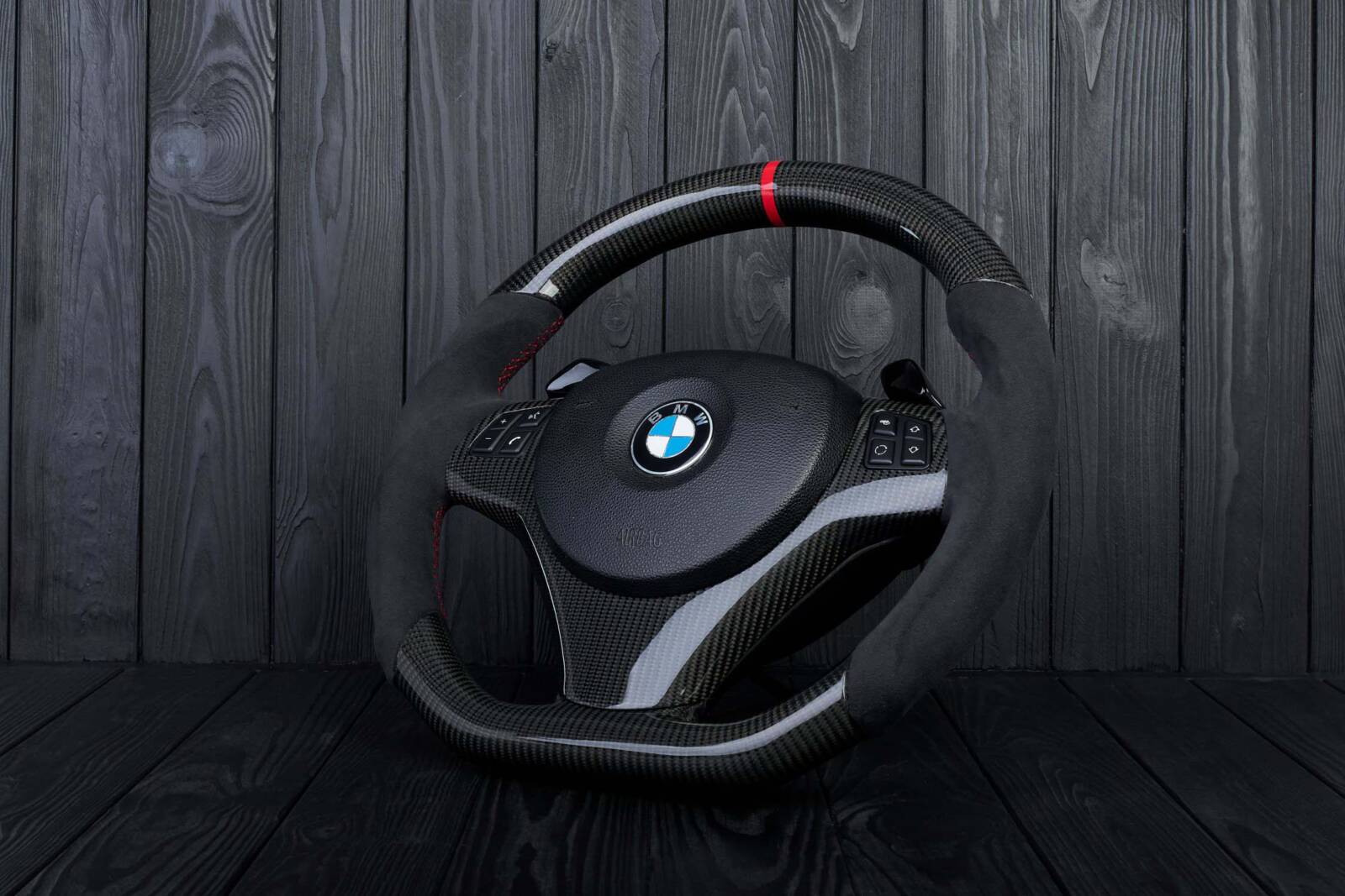 Steering wheel BMW е9х/е8х Paddle Carbon fiber/Alcantara/Red stripe - Image 2