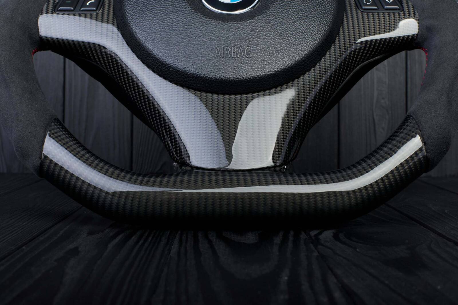 Steering wheel BMW е9х/е8х Paddle Carbon fiber/Alcantara/Red stripe - Image 8