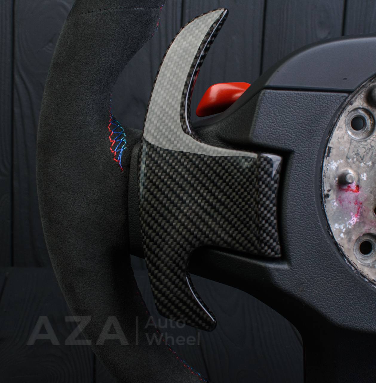 Steering wheel 2017+ BMW F90 M5 G80 M3 M4 M8 X5M X6M X3M X4M Heated Carbon fiber/Alcantara/Red stripe (can be any colors) - Image 8