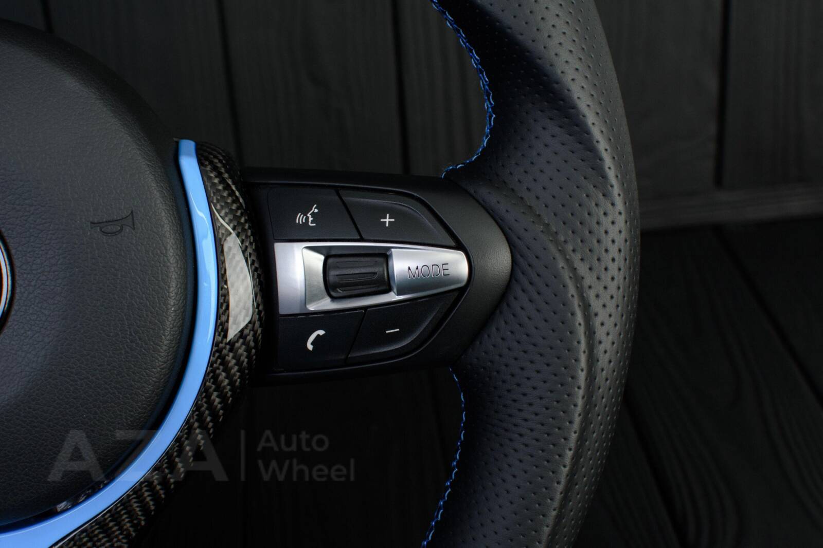 Steering wheel BMW F2X/F3X/F4X Sport Carbon fiber trim/Alcantara/Napa/Led screen/Blue details (can be any color per request) - Image 14