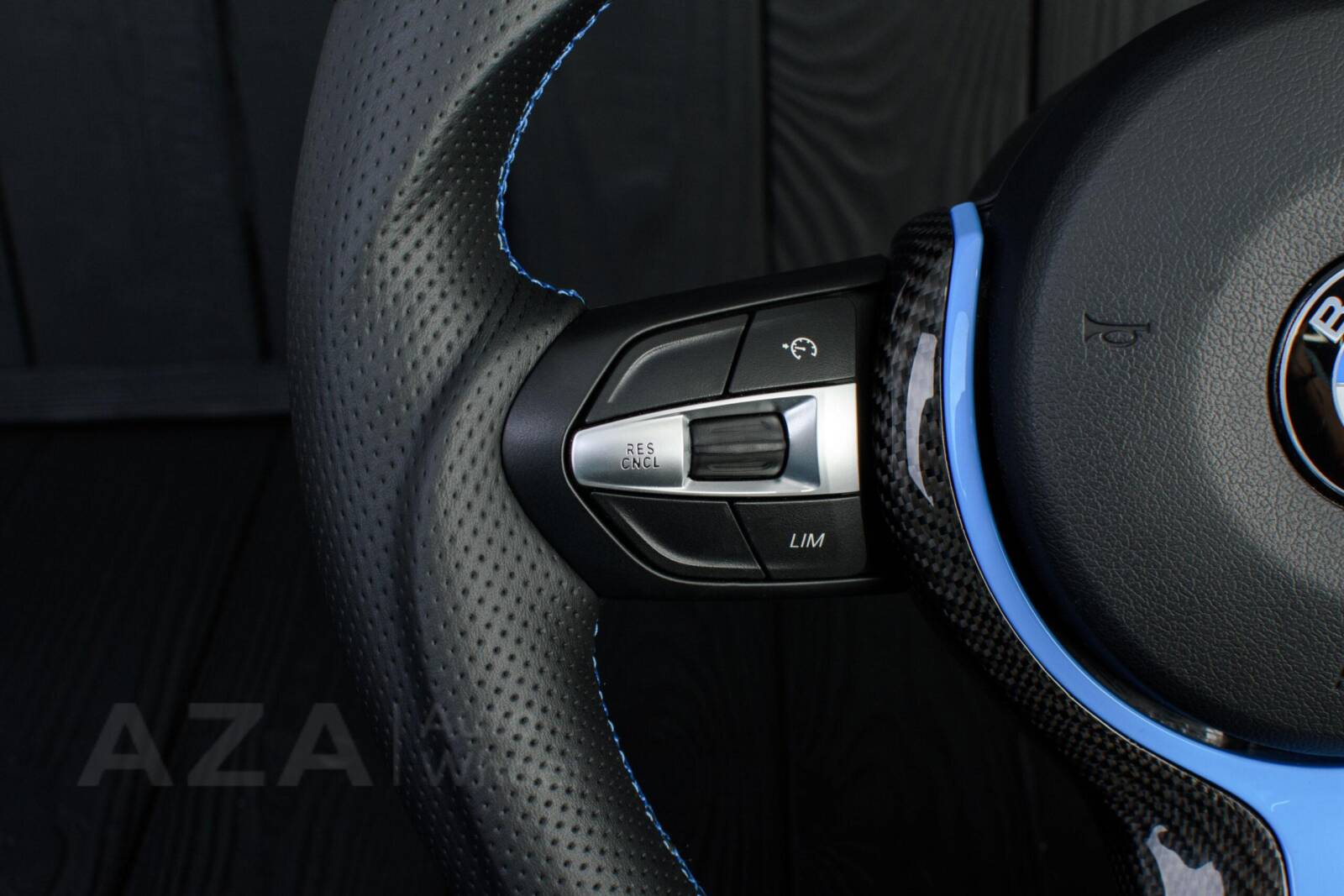 Steering wheel BMW F2X/F3X/F4X Sport Carbon fiber trim/Alcantara/Napa/Led screen/Blue details (can be any color per request) - Image 13