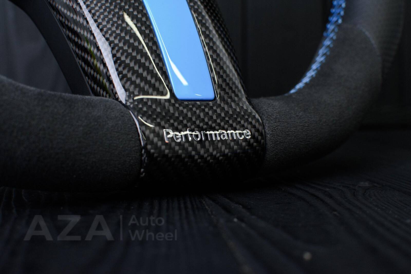 Steering wheel BMW F2X/F3X/F4X Sport Carbon fiber trim/Alcantara/Napa/Led screen/Blue details (can be any color per request) - Image 8
