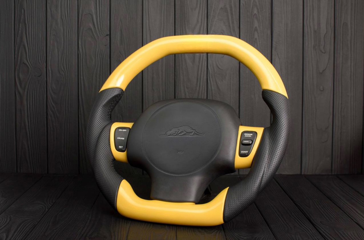 Steering wheel Plymouth/Chrysler Prowler Gloss yellow/Perforated leather/Silver stripe - Image 3