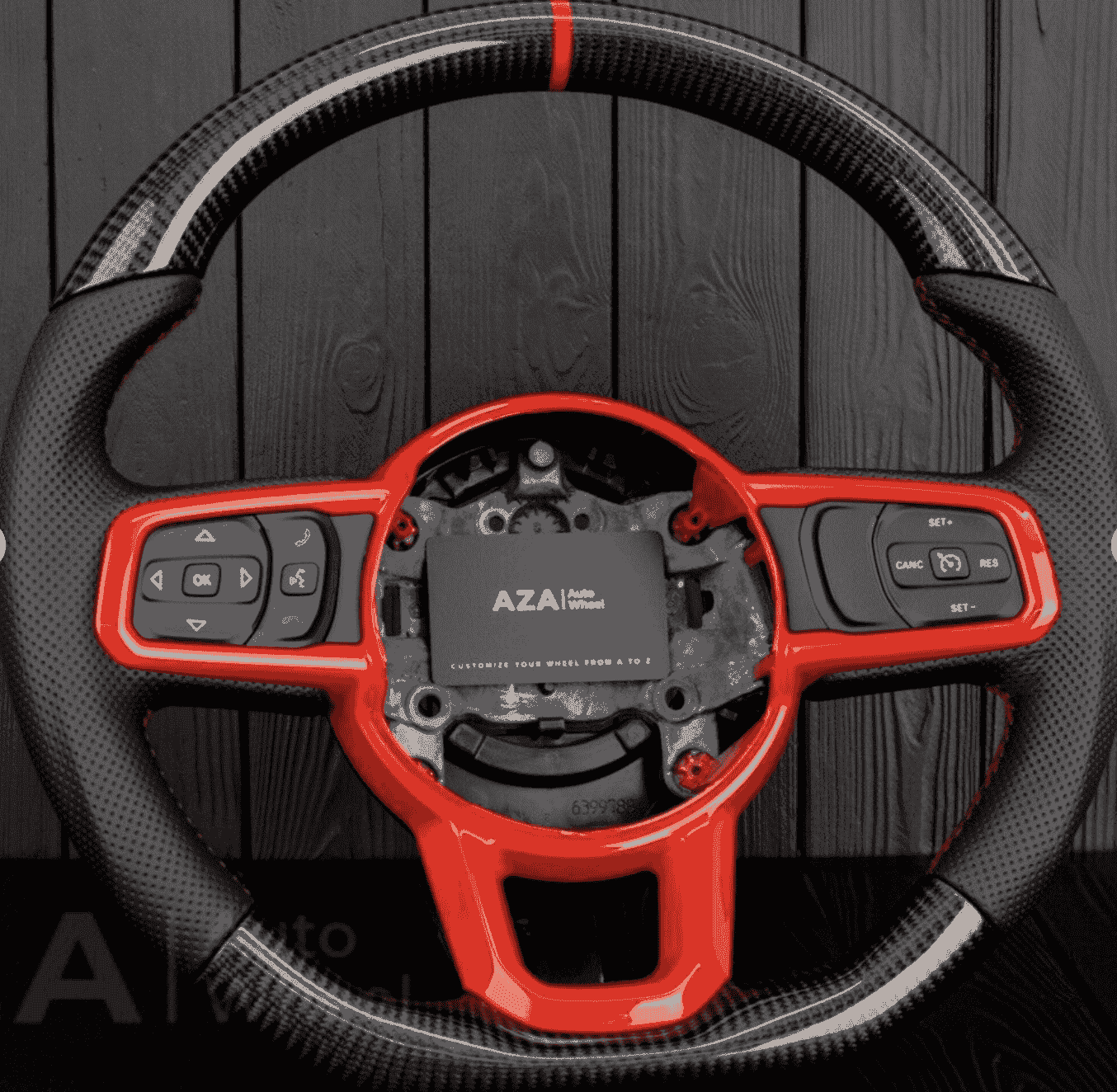 Steering wheel Jeep JL Wrangler 2018-2021 Napa/Perforated leather/Red stripe Carbon Fiber - Image 3