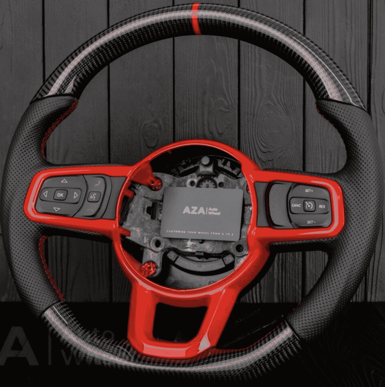 Steering wheel Jeep JL Wrangler 2018-2021 Napa/Perforated leather/Red stripe Carbon Fiber - Image 2