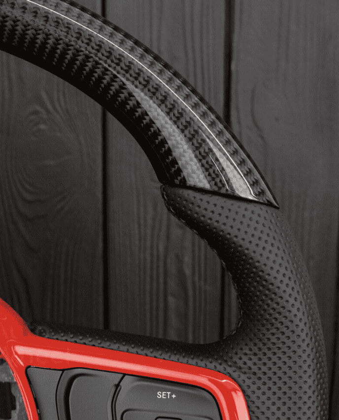Steering wheel Jeep JL Wrangler 2018-2021 Napa/Perforated leather/Red stripe Carbon Fiber - Image 5