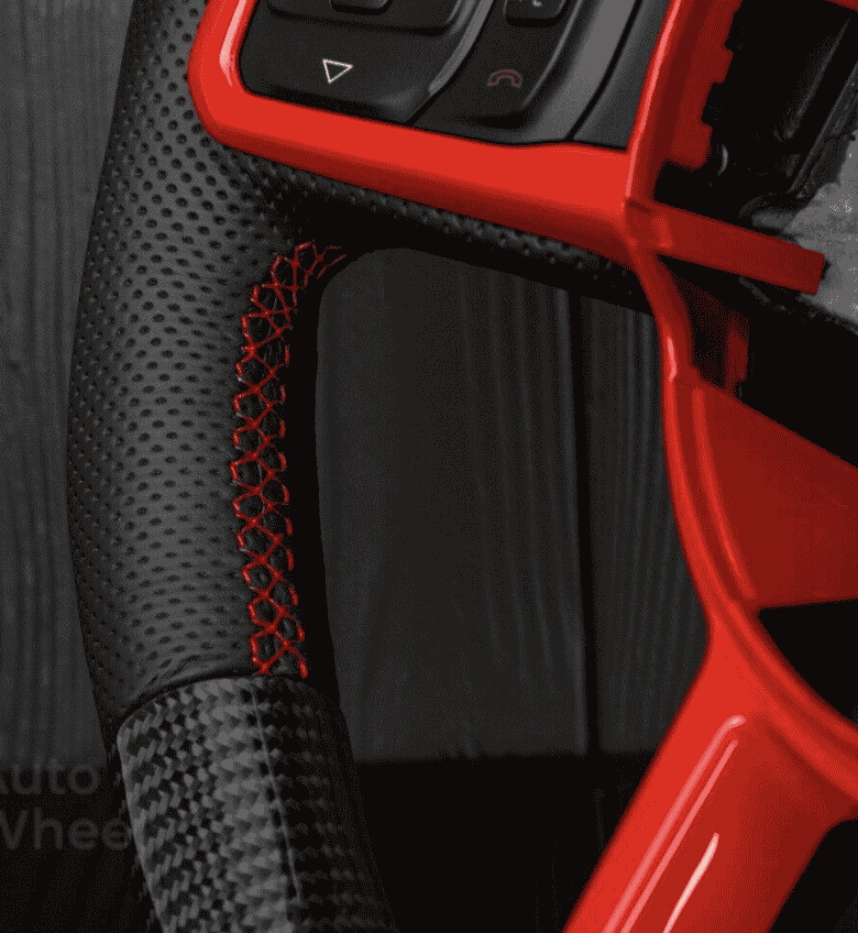 Steering wheel Jeep JL Wrangler 2018-2021 Napa/Perforated leather/Red stripe Carbon Fiber - Image 11