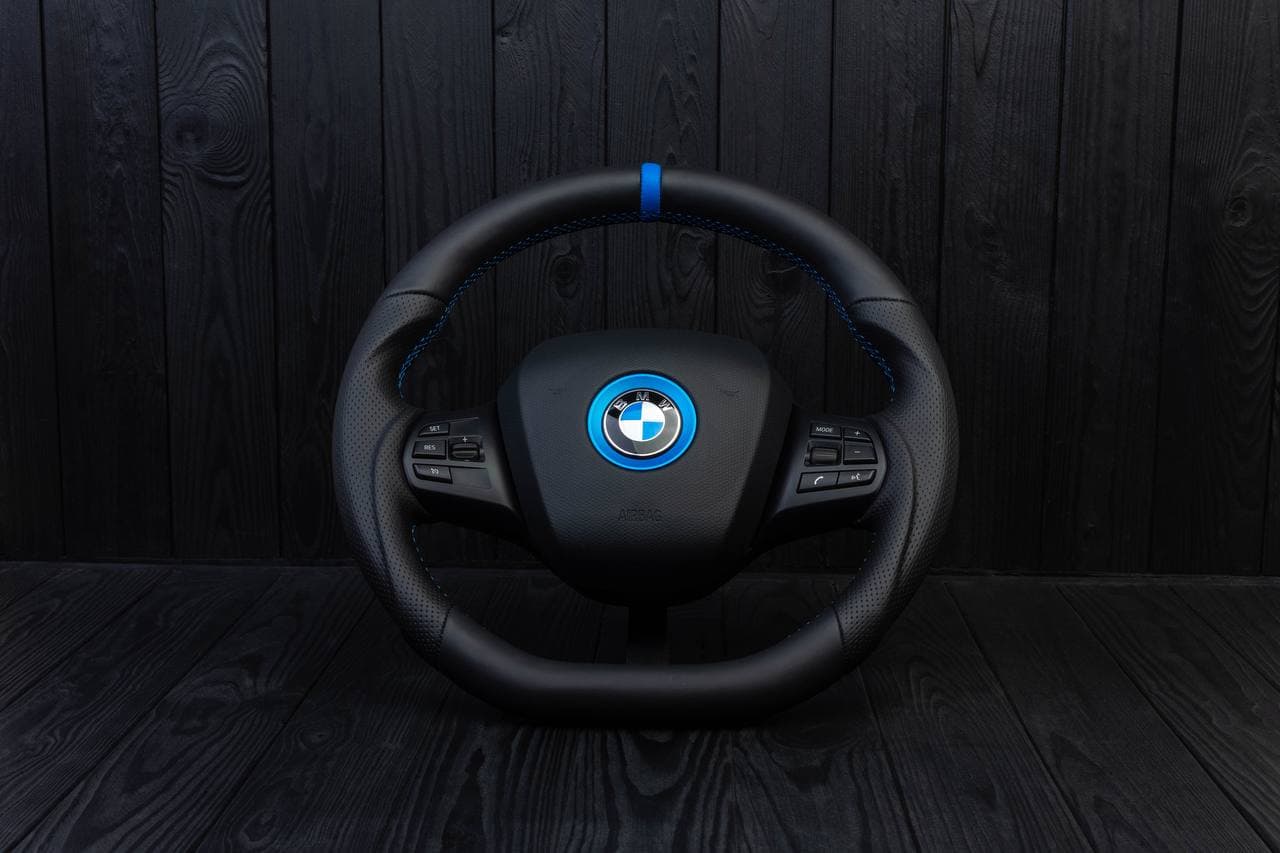 Steering wheel BMW i3 Napa/Perforated leather/Blue stripe
