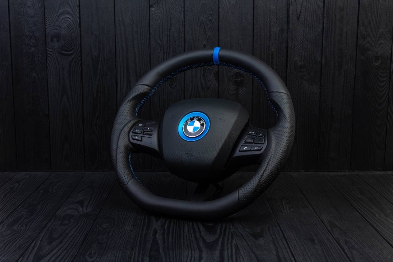 Steering wheel BMW i3 Napa/Perforated leather/Blue stripe - Image 2