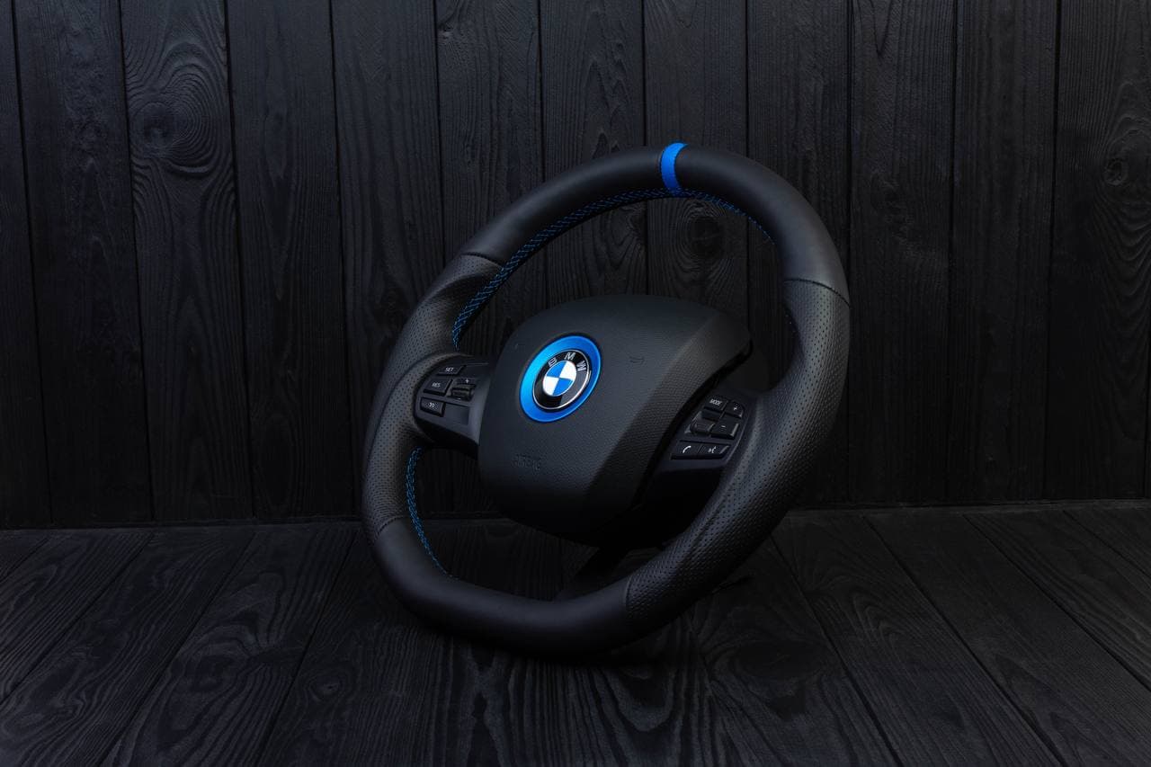 Steering wheel BMW i3 Napa/Perforated leather/Blue stripe - Image 4