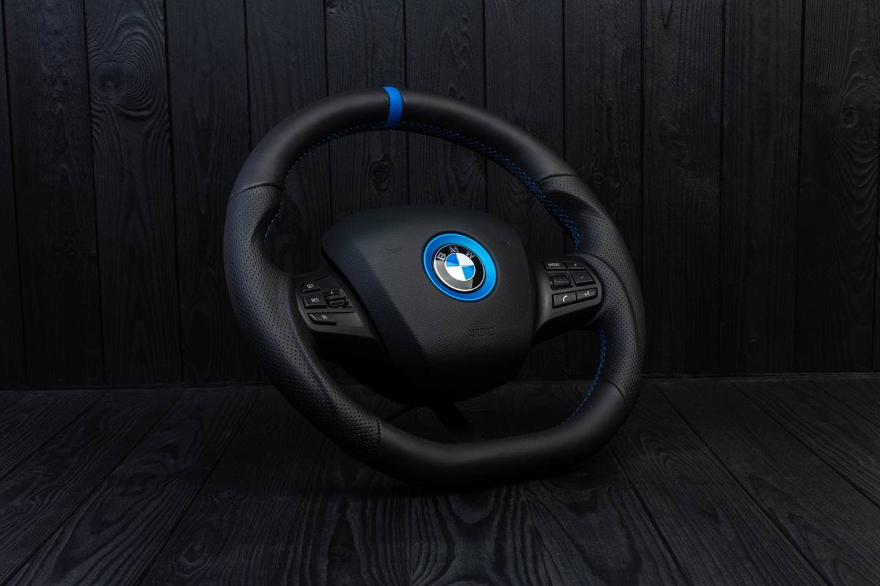 Steering wheel BMW i3 Napa/Perforated leather/Blue stripe - Image 3