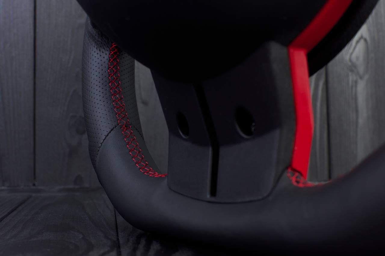 Steering wheel JEEP Wrangler JK Rubicon Sahara Patriot Compass 2011-2017 Napa/Perforated leather/Red stripe - Image 4
