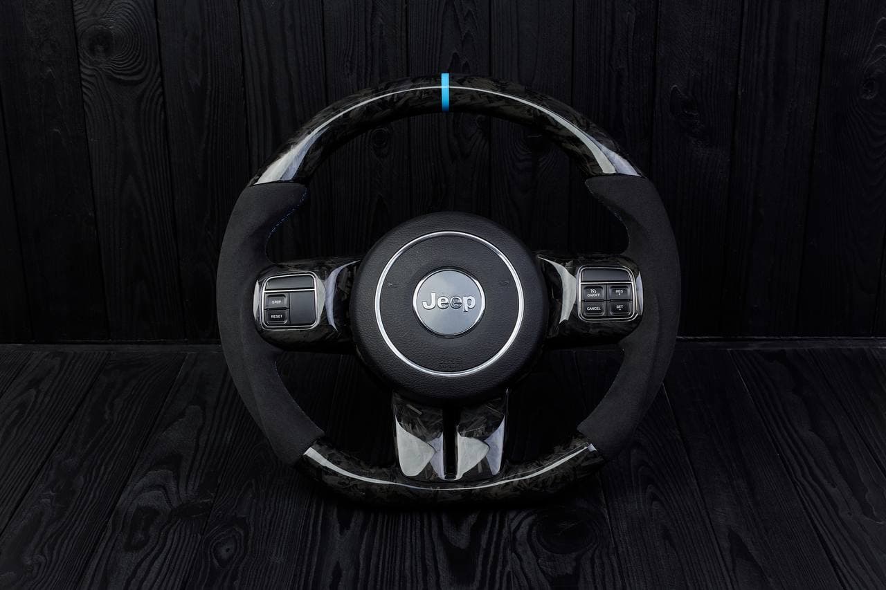 Steering wheel JEEP Wrangler JK Rubicon Sahara Patriot Compass 2011-2017 Carbon fiber/Alcantara/Blue stripe