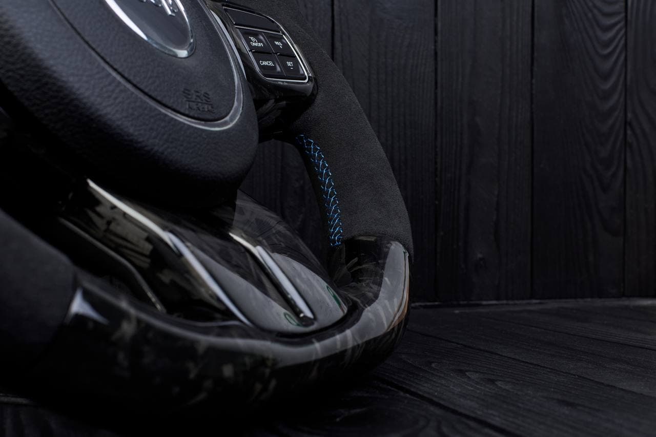 Steering wheel JEEP Wrangler JK Rubicon Sahara Patriot Compass 2011-2017 Carbon fiber/Alcantara/Blue stripe - Image 8