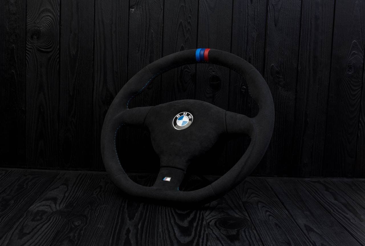 Steering wheel BMW E36 3 series 1995+ M-tech 2 flat bottom Alcantara/M stripe - Image 2