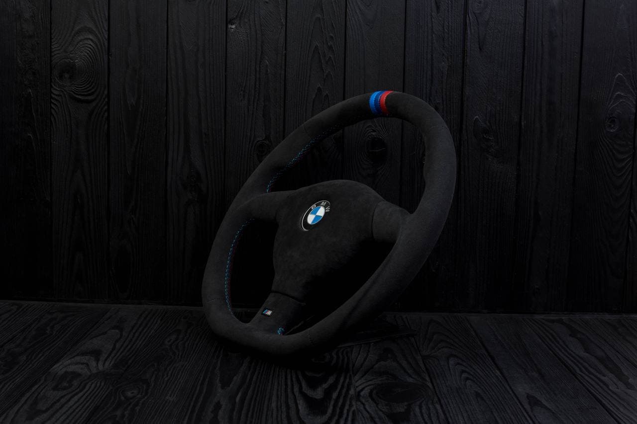 Steering wheel BMW E36 3 series 1995+ M-tech 2 flat bottom Alcantara/M stripe - Image 4
