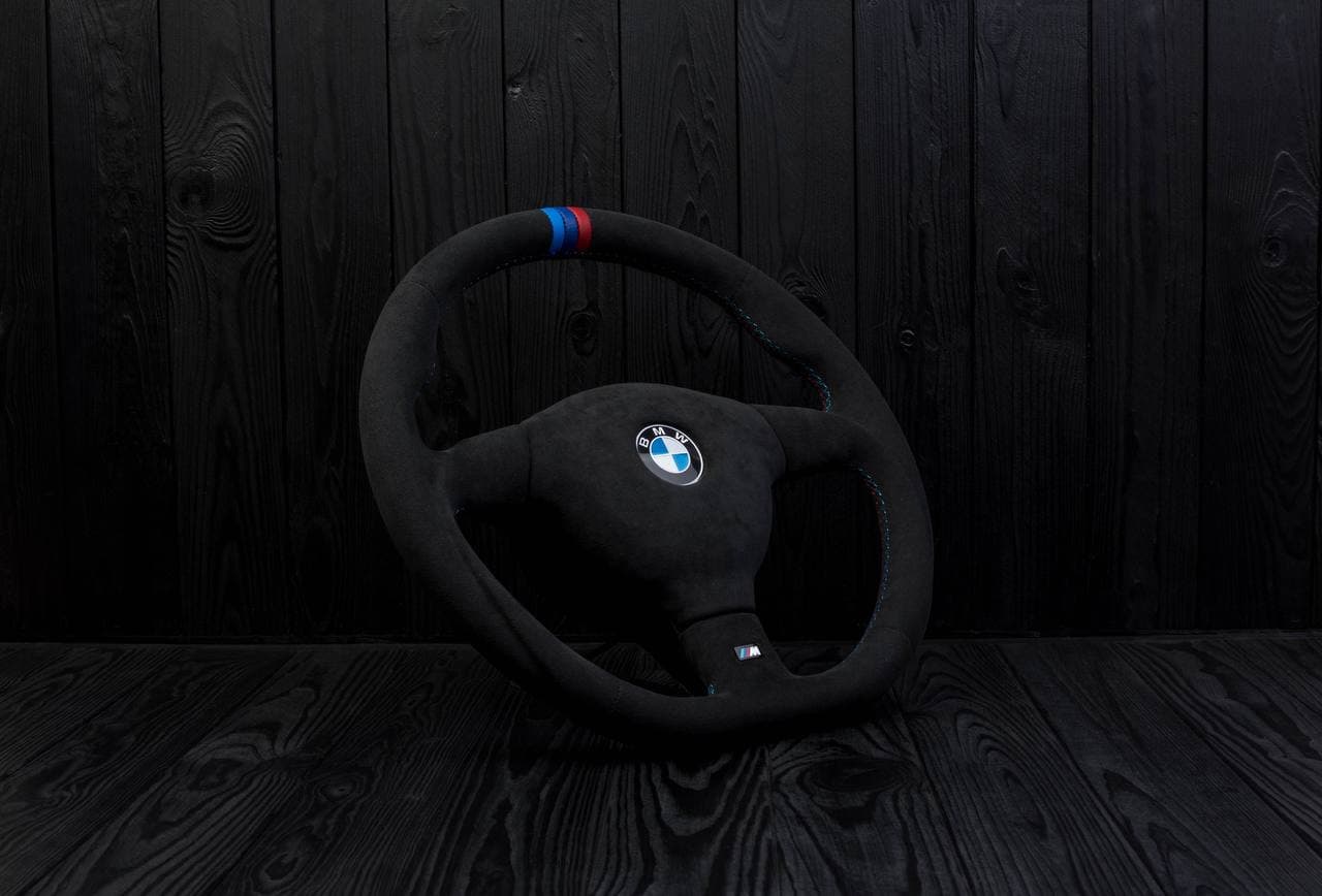 Steering wheel BMW E36 3 series 1995+ M-tech 2 flat bottom Alcantara/M stripe - Image 3