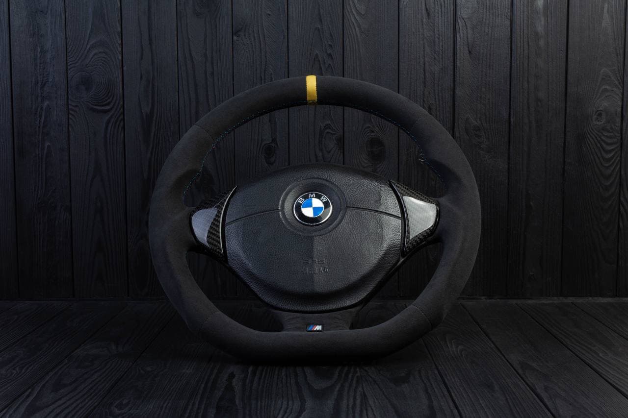 Steering wheel BMW e36 Z3 M roadster Carbon fiber/Alcantara/Yellow stripe