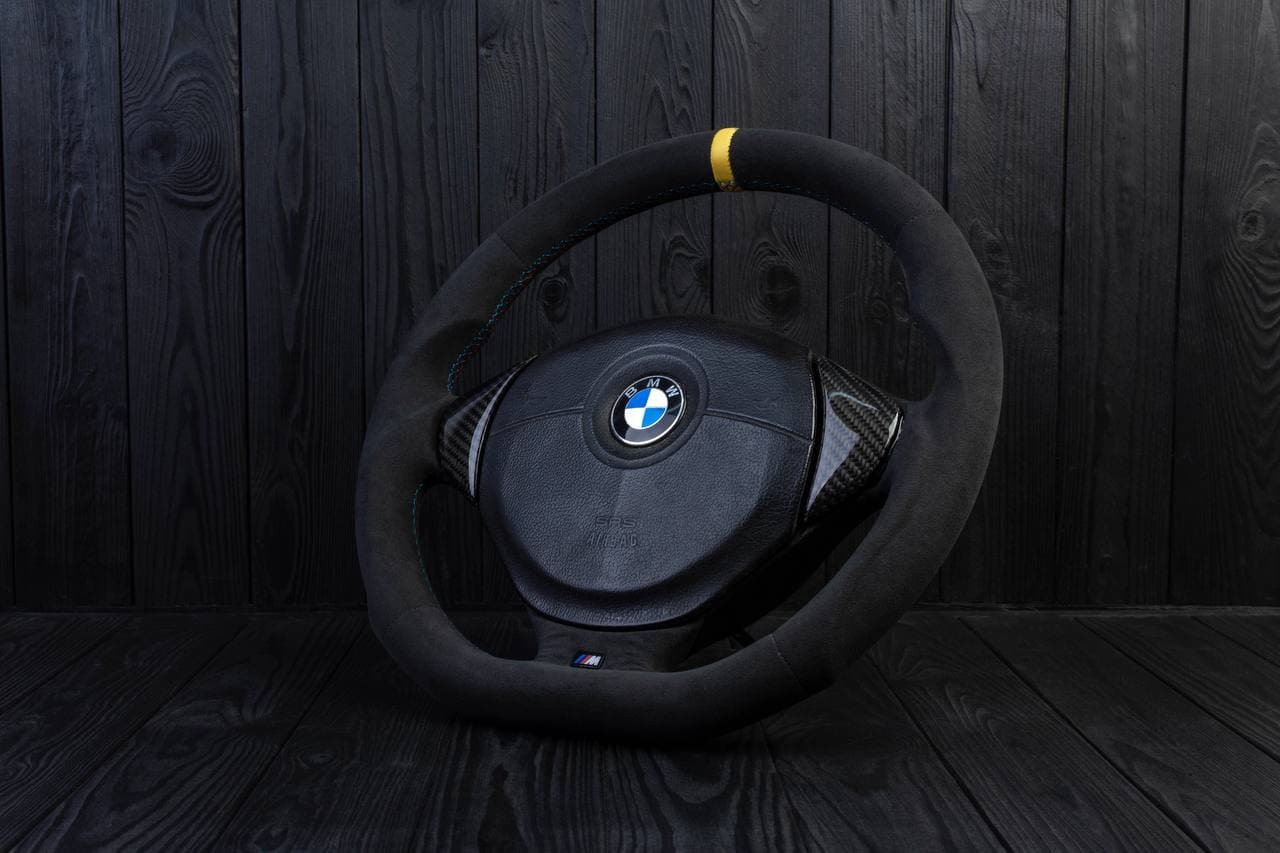 Steering wheel BMW e36 Z3 M roadster Carbon fiber/Alcantara/Yellow stripe - Image 2