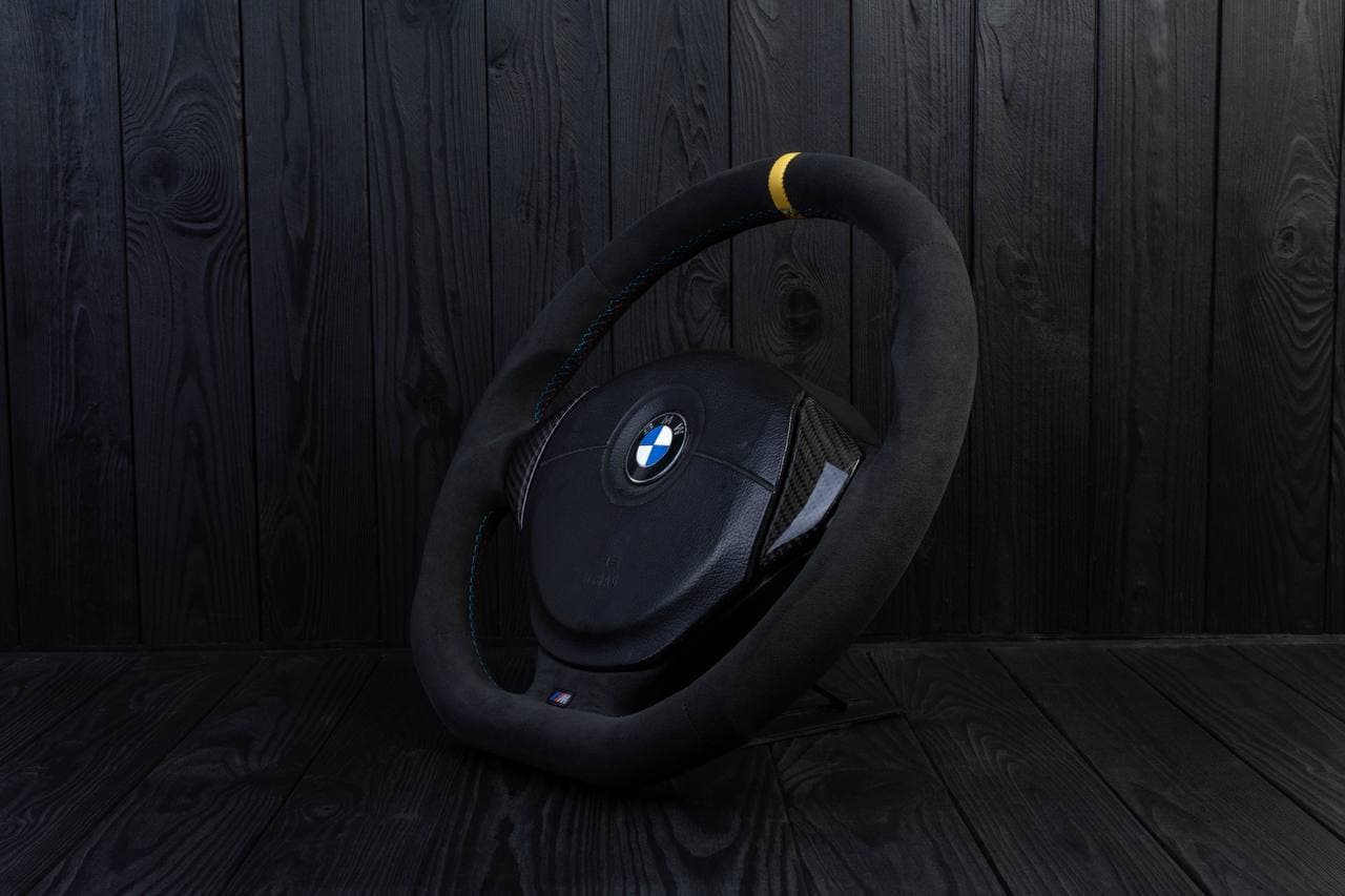 Steering wheel BMW e36 Z3 M roadster Carbon fiber/Alcantara/Yellow stripe - Image 4