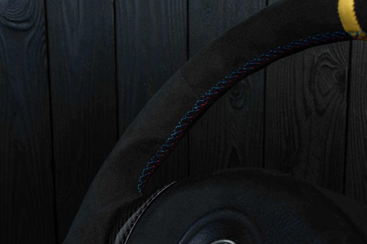 Steering wheel BMW e36 Z3 M roadster Carbon fiber/Alcantara/Yellow stripe - Image 8