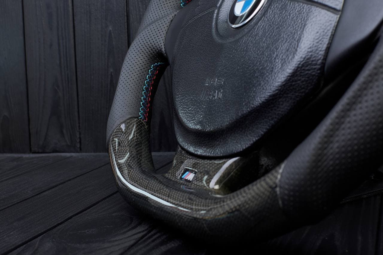 Steering wheel BMW e36 Z3 M roadster Carbon honeycomb/Perforated leather/Blue stripe - Image 16