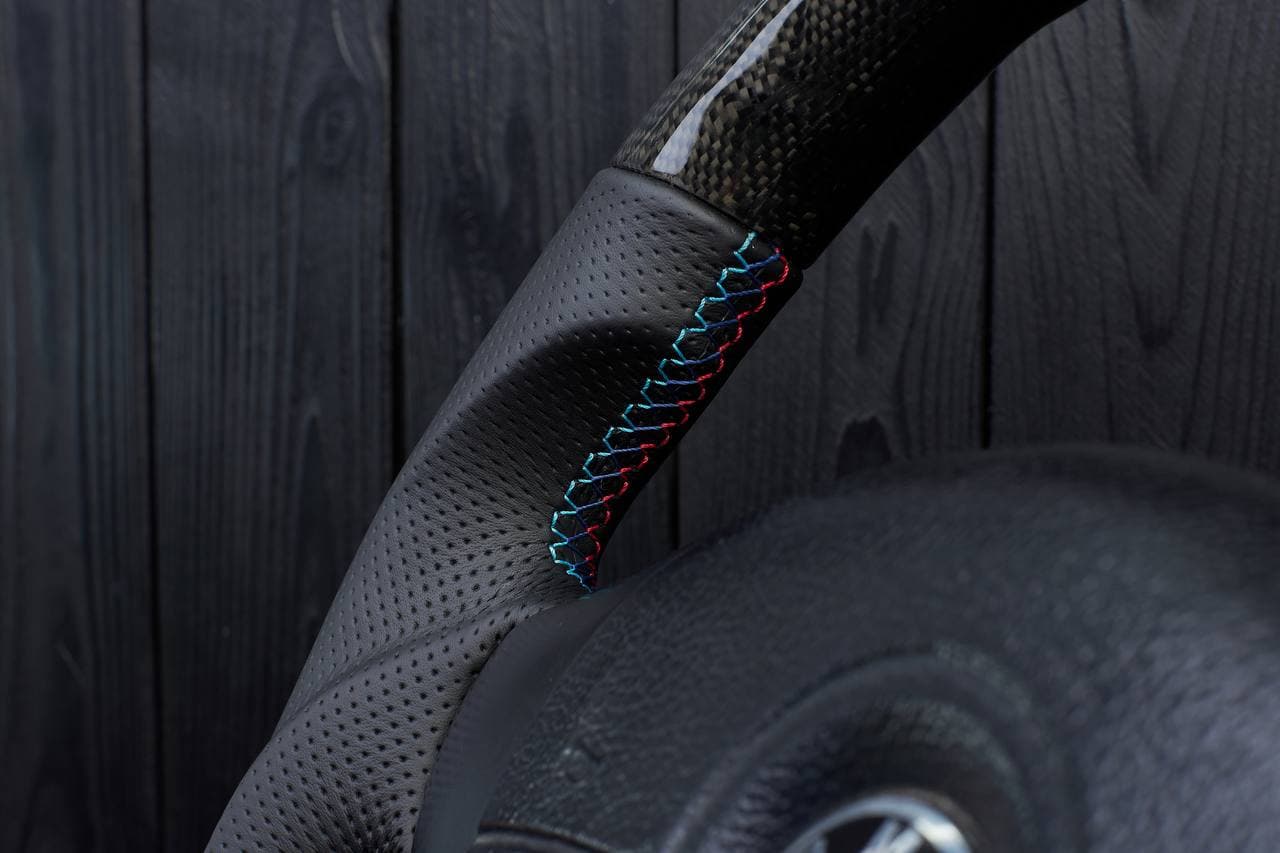 Steering wheel BMW e36 Z3 M roadster Carbon honeycomb/Perforated leather/Blue stripe - Image 15