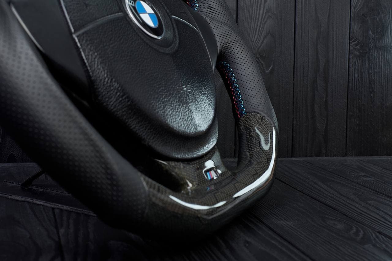 Steering wheel BMW e36 Z3 M roadster Carbon honeycomb/Perforated leather/Blue stripe - Image 14