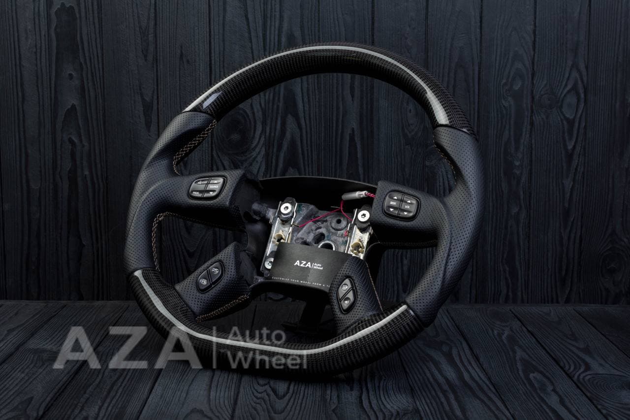 Steering wheel GM, Silverado, Sierra, Yukon, H2, Trailblazer (2003+) Carbon fiber/Perforated leather - Image 3