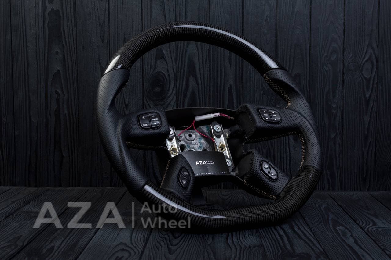 Steering wheel GM, Silverado, Sierra, Yukon, H2, Trailblazer (2003+) Carbon fiber/Perforated leather - Image 4