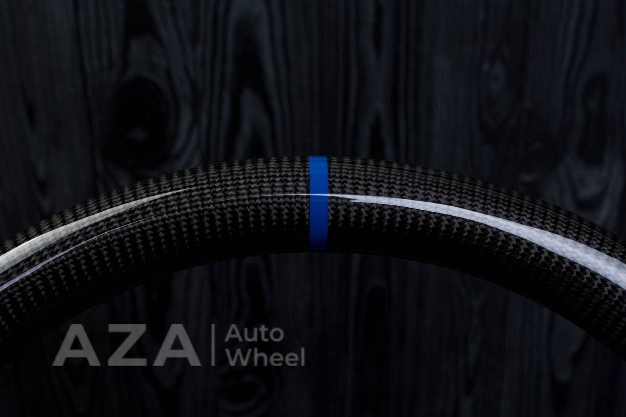 Steering wheel GM, Silverado, Sierra, Yukon, H2, Trailblazer (2003+) Carbon fiber/Perforated leather/Blue stripe - Image 18