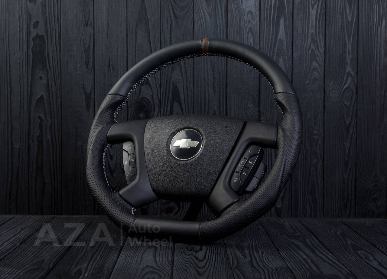 Steering wheel GM, Silverado, Sierra, Escalade (2007-2014) Napa/Perforated leather/Brown stripe - Image 2