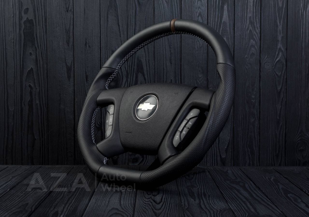 Steering wheel GM, Silverado, Sierra, Escalade (2007-2014) Napa/Perforated leather/Brown stripe - Image 5