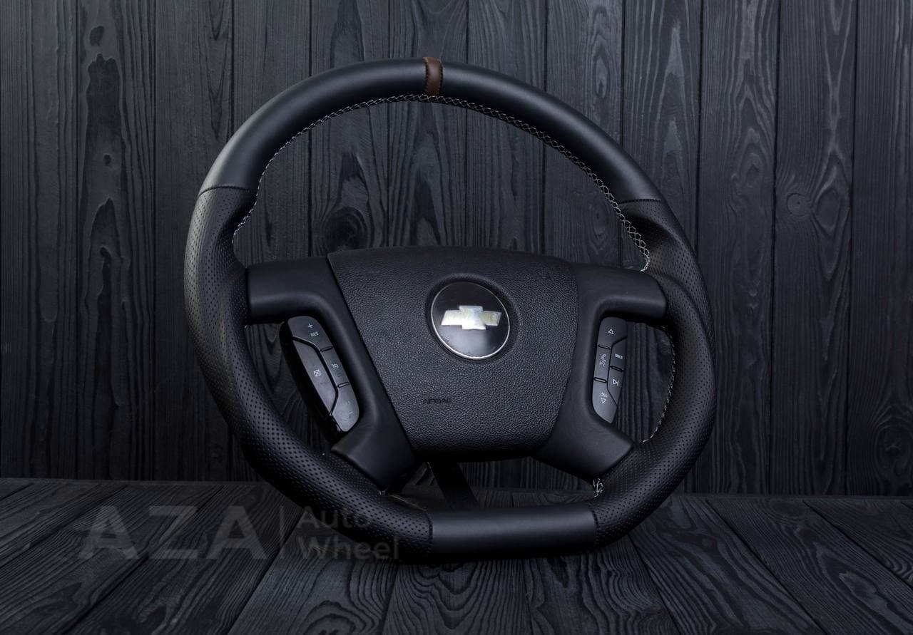 Steering wheel GM, Silverado, Sierra, Escalade (2007-2014) Napa/Perforated leather/Brown stripe - Image 4